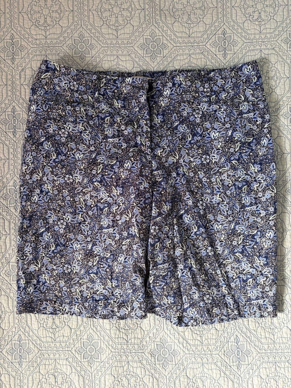 Talbots Navy and Blue Floral-Print Shorts